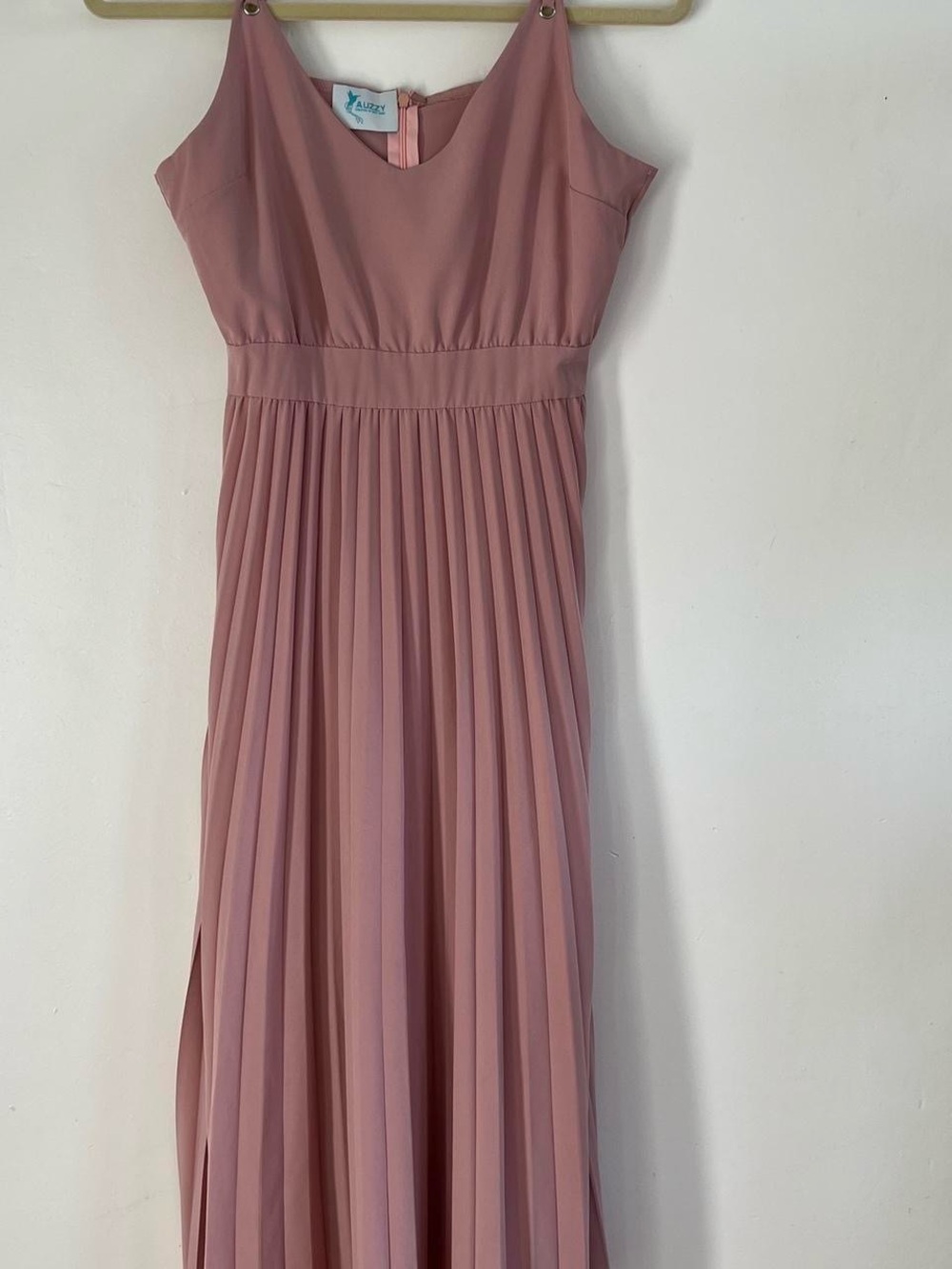 Pleated V-Neck Midi Dress Dusty Rose - Picture 7 of 8